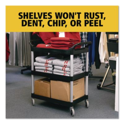 Three-Shelf Service Cart, Plastic, 3 Shelves, 200 lb Capacit