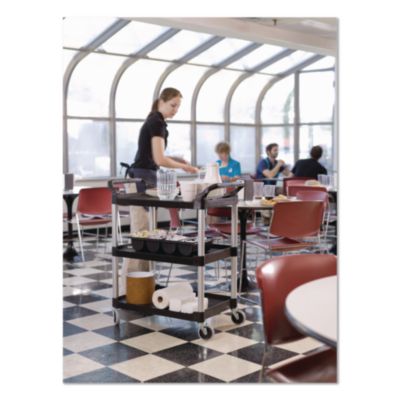 Three-Shelf Service Cart, Plastic, 3 Shelves, 200 lb Capacit