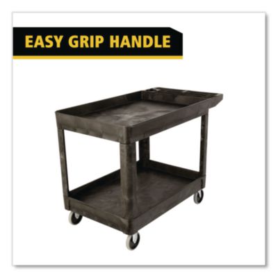 Heavy-Duty Utility Cart with Lipped Shelves, Plastic, 2 Shel