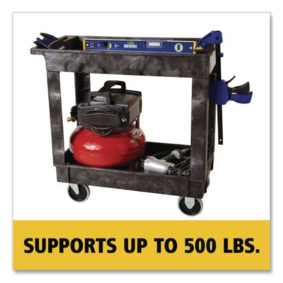 Heavy-Duty Flat-Handle Maintenance/Utility Cart, Plastic, 2