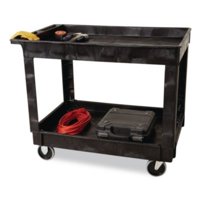 Heavy-Duty Flat-Handle Maintenance/Utility Cart, Plastic, 2