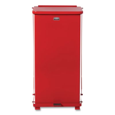 Defenders Heavy-Duty Steel Step Can, 13 gal, Steel, Red