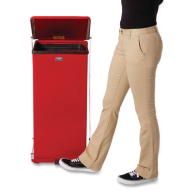 Defenders Heavy-Duty Steel Step Can, 13 gal, Steel, Red
