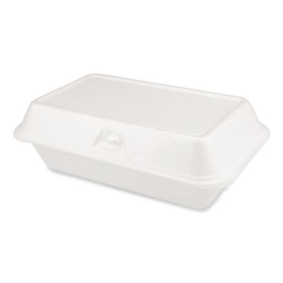 Foam Hinged Lid Container, Secure One Tab Latch, Poly Bag, 7