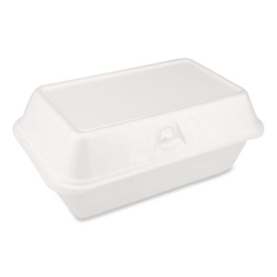 Foam Hinged Lid Container, Secure One Tab Latch, Poly Bag, 7