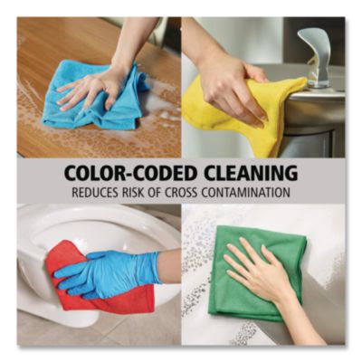Microfiber Cleaning Cloths, 16 x 16, Red, 24/Pack