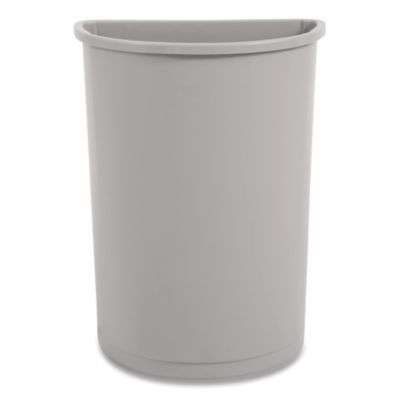 Untouchable Half-Round Plastic Receptacle, 21 gal, Plastic, 