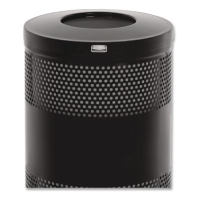 Classics Perforated Open Top Receptacle, 25 gal, Steel, Blac