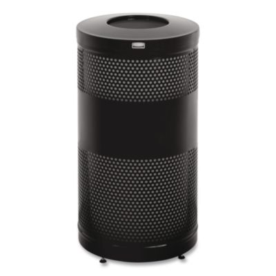 Classics Perforated Open Top Receptacle, 25 gal, Steel, Blac