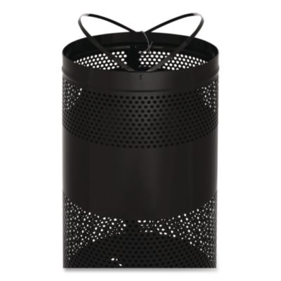 Classics Perforated Open Top Receptacle, 25 gal, Steel, Blac