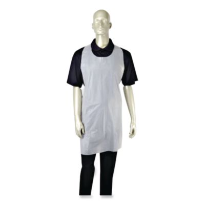 Poly Apron, 24 x 42, One Size Fits Most, White, 100/Pack, 10