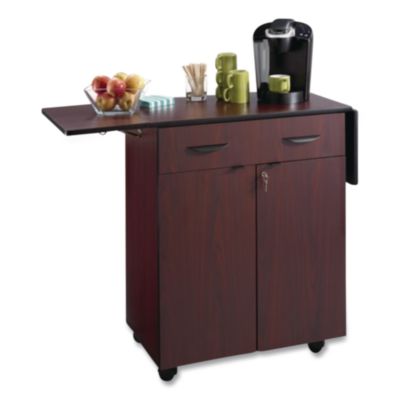 Hospitality Cart with Drop Leaves, Engineered Wood, 3 Shelve