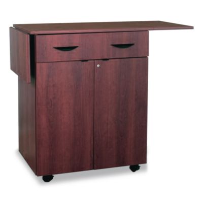 Hospitality Cart with Drop Leaves, Engineered Wood, 3 Shelve