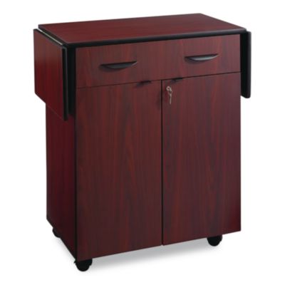 Hospitality Cart with Drop Leaves, Engineered Wood, 3 Shelve