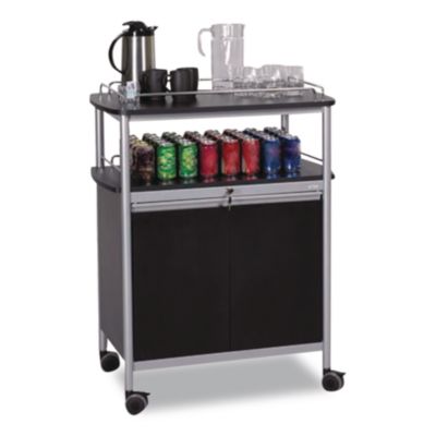 Mobile Beverage Cart, Plastic, 4 Shelves, 33.5" x 21.75" x 4
