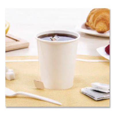 Single-Sided Poly Paper Hot Cups, 10 oz, White, 50/Sleeve, 2