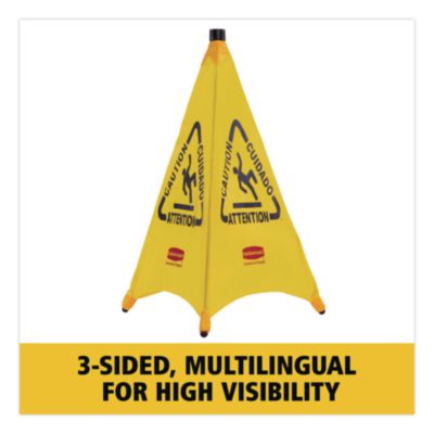 Multilingual Pop-Up Wet Floor Safety Cone, 21 X 21 X 30, Yel