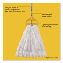 Invader Fiberglass Side-Gate Wet-Mop Handle, 60", Gray/Yello