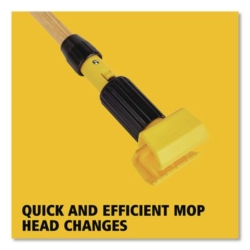Gripper Hardwood Mop Handle, 1.13" dia x 60", Natural/Yellow