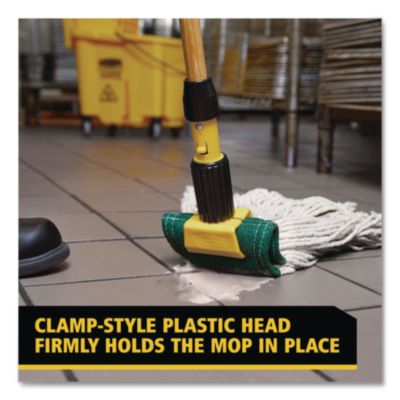Gripper Hardwood Mop Handle, 1.13" dia x 60", Natural/Yellow