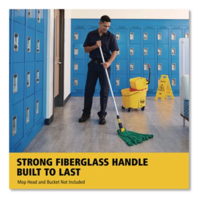 Gripper Fiberglass Mop Handle, 1" dia x 60", Gray/Yellow