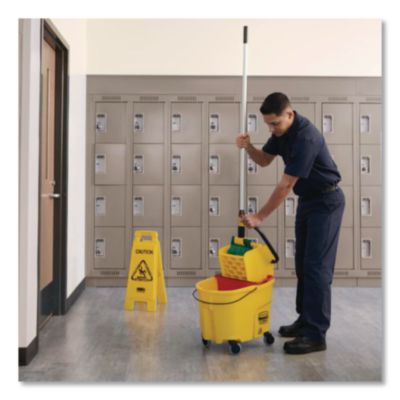 Gripper Fiberglass Mop Handle, 1" dia x 60", Gray/Yellow