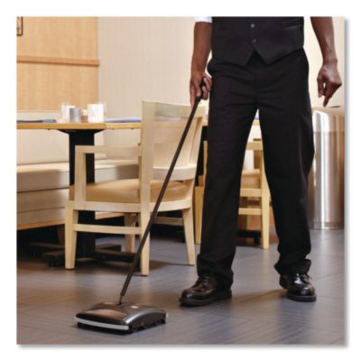 Floor And Carpet Sweeper, 44" Handle, Black/gray