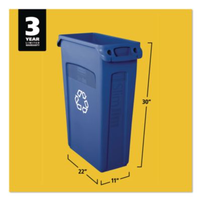 Slim Jim Plastic Recycling Container with Venting Channels,