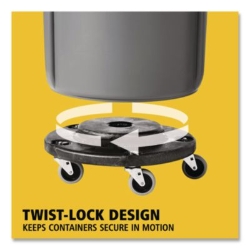Brute Round Twist On/Off Dolly, 250 lb Capacity, 18" dia x 6