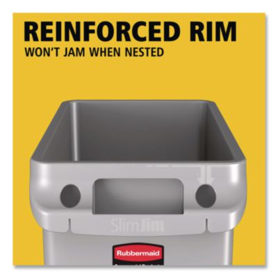 Slim Jim with Venting Channels, 23 gal, Plastic, Gray