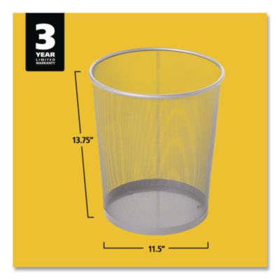 Steel Mesh Wastebasket, 5 gal, Steel Mesh,  Silver
