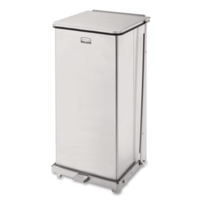 Defenders Heavy-Duty Steel Step Can, 13 gal, Steel, Stainles