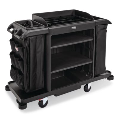 Full Size Housekeeping Cart with Accessory Bundle, Resin, 3