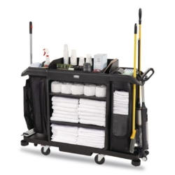 Full Size Housekeeping Cart with Accessory Bundle, Resin, 3