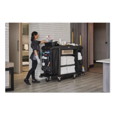 Full Size Housekeeping Cart with Accessory Bundle, Resin, 3