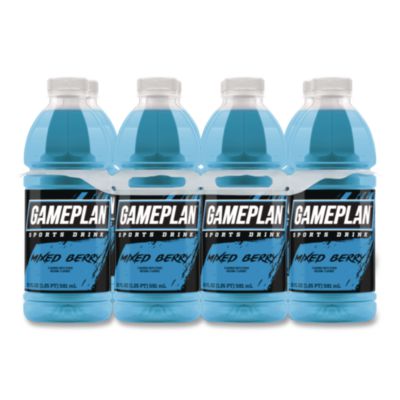 Gameplan Sports Drink, Mixed Berry, 20 oz Bottle, 24/Carton