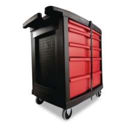 Five-Drawer Mobile Workcenter, 32.63w x 19.9d x 33.5h, Black