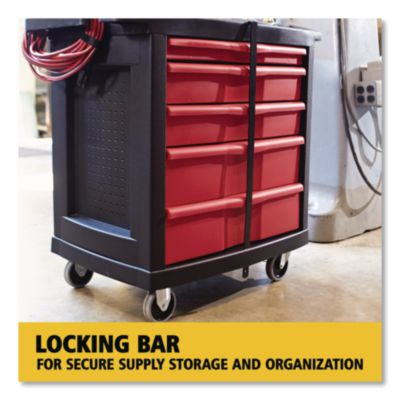 Five-Drawer Mobile Workcenter, 32.63w x 19.9d x 33.5h, Black