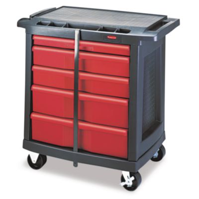Five-Drawer Mobile Workcenter, 32.63w x 19.9d x 33.5h, Black