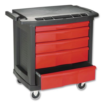Five-Drawer Mobile Workcenter, 32.63w x 19.9d x 33.5h, Black