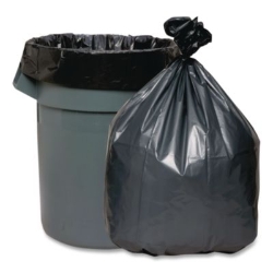 Can Liners, 33 gal, 1.35 mil, 33" x 40", Gray, 10 Bags/Roll,