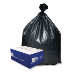 Can Liners, 45 gal, 1.55 mil, 39" x 46", Gray, 10 Bags/Roll,