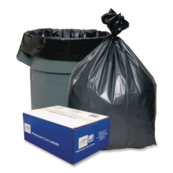 Can Liners, 60 gal, 1.55 mil, 39" x 56", Gray, 5 Bags/Roll,