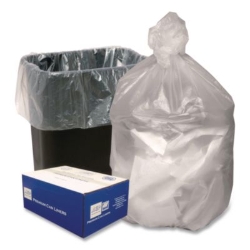 Can Liners, 33 gal, 11 mic, 33" x 40", Natural, 10 Bags/Roll