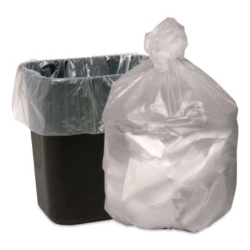 Waste Can Liners, 45 gal, 10 mic, 40" x 46", Natural, 25 Bag