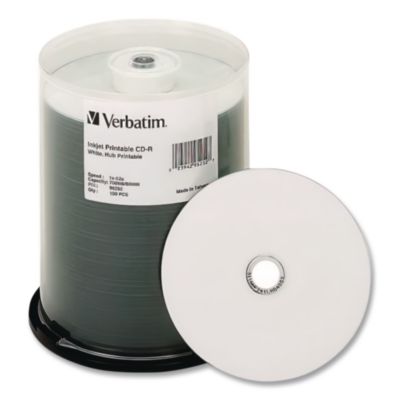 CD-R Printable Recordable Disc, 700 MB, 52x, Spindle, White,