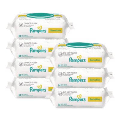 Sensitive Baby Wipes, 1-Ply, 6.7 x 7, Unscented, White, 84/P