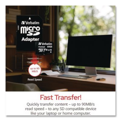 64gb Premium Microsdxc Memory Card With Adapter, Uhs-I V10 U