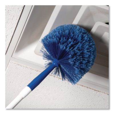 Flo-Pac Round Duster with Soft Flagged PVC Bristles, 7", Blu