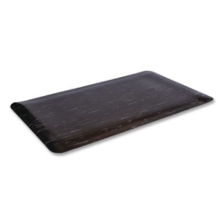 Cushion-Step Marbleized Rubber Mat, Rectangular, Black Smoot